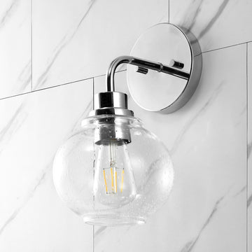 Sandrine Iron/Seeded Glass Cottage Rustic LED Vanity Light - JONATHAN Y